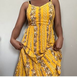 Yellow Floral Cami Sun Dress with adjustable straps